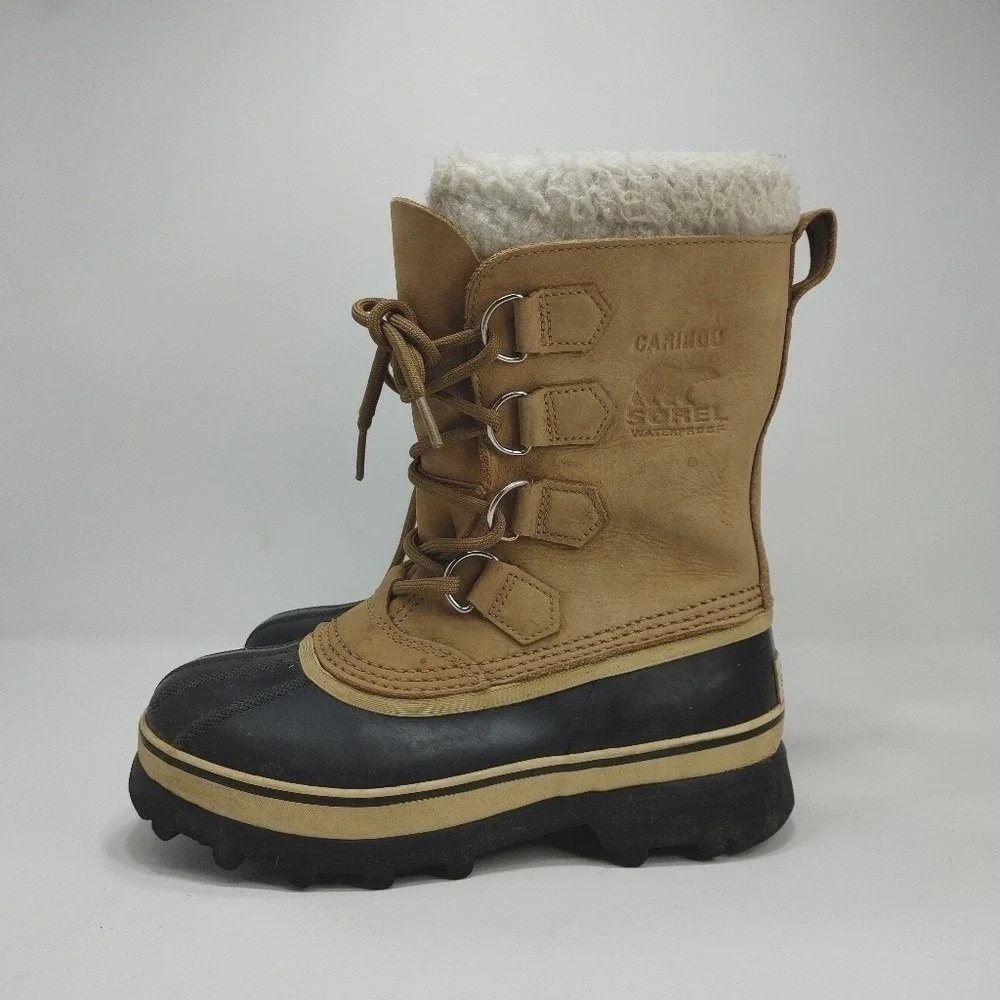 Sorel Caribou Lace Up‎ Boot Waterproof NL1005 Seam Sealed Felt Lined US 5 EU 36